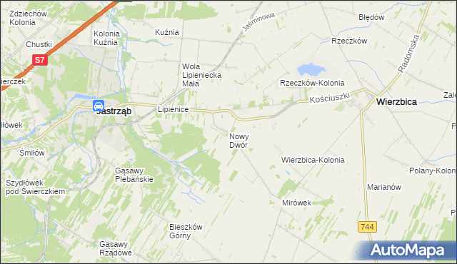 mapa Nowy Dwór gmina Jastrząb, Nowy Dwór gmina Jastrząb na mapie Targeo