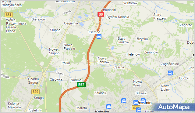 mapa Nowy Janków, Nowy Janków na mapie Targeo