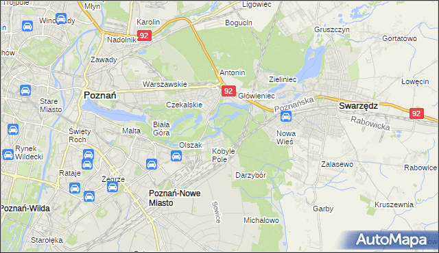 mapa Nowy Młyn gmina Poznań, Nowy Młyn gmina Poznań na mapie Targeo