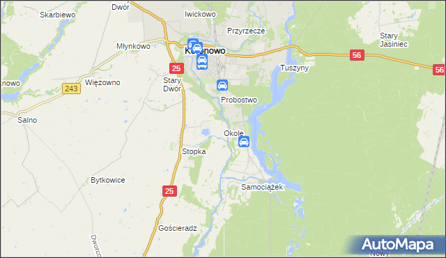 mapa Okole gmina Koronowo, Okole gmina Koronowo na mapie Targeo