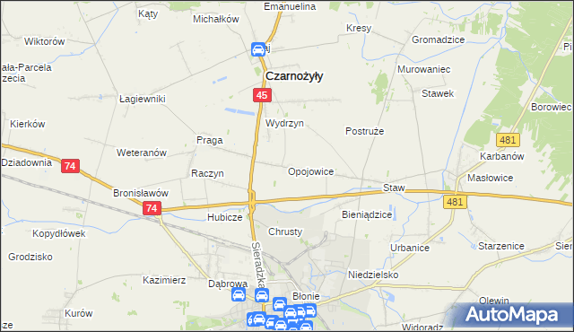 mapa Opojowice, Opojowice na mapie Targeo