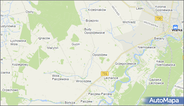 mapa Opożdżew, Opożdżew na mapie Targeo