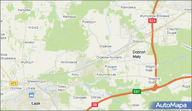 mapa Orpelów-Numerki, Orpelów-Numerki na mapie Targeo