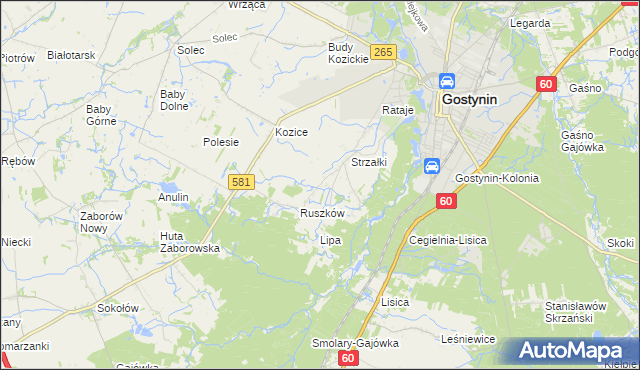 mapa Osada gmina Gostynin, Osada gmina Gostynin na mapie Targeo