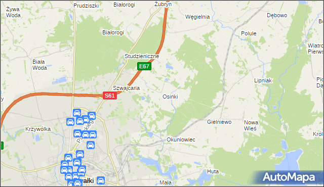 mapa Osinki gmina Suwałki, Osinki gmina Suwałki na mapie Targeo
