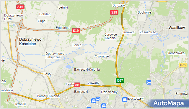 mapa Osowicze, Osowicze na mapie Targeo