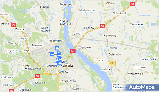 mapa Ostrówek gmina Karczew, Ostrówek gmina Karczew na mapie Targeo