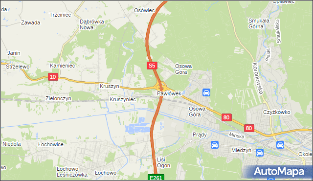 mapa Pawłówek gmina Sicienko, Pawłówek gmina Sicienko na mapie Targeo
