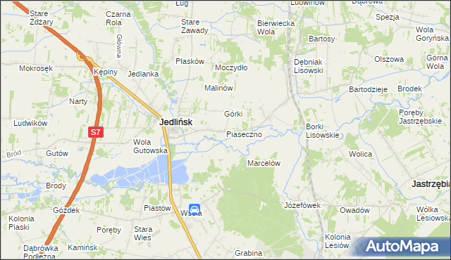 mapa Piaseczno gmina Jedlińsk, Piaseczno gmina Jedlińsk na mapie Targeo