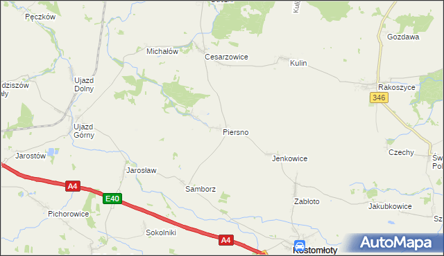 mapa Piersno gmina Kostomłoty, Piersno gmina Kostomłoty na mapie Targeo