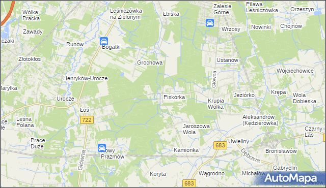 mapa Piskórka, Piskórka na mapie Targeo