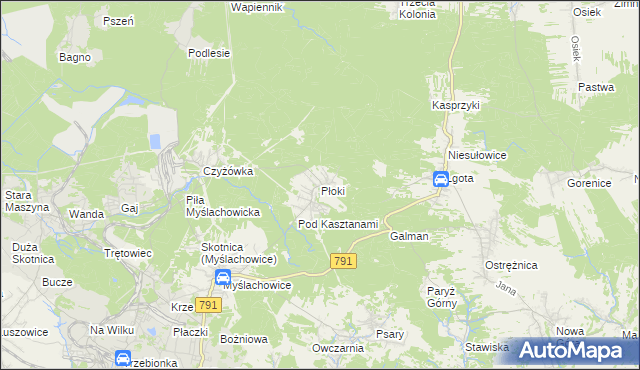 mapa Płoki gmina Trzebinia, Płoki gmina Trzebinia na mapie Targeo