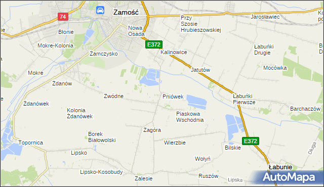 mapa Pniówek gmina Zamość, Pniówek gmina Zamość na mapie Targeo