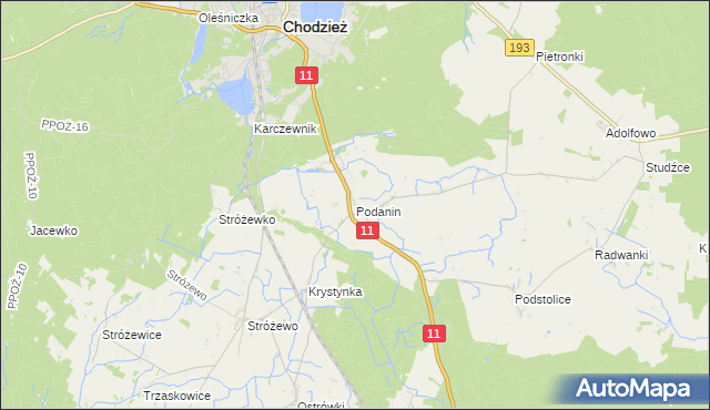 mapa Podanin, Podanin na mapie Targeo