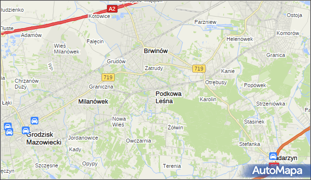 mapa Podkowa Leśna, Podkowa Leśna na mapie Targeo