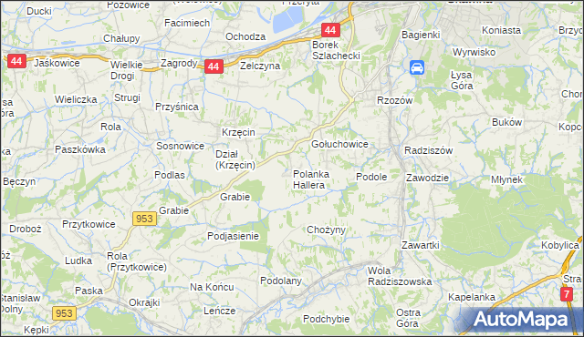 mapa Polanka Hallera, Polanka Hallera na mapie Targeo