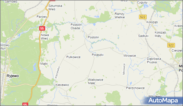 mapa Polaszki, Polaszki na mapie Targeo