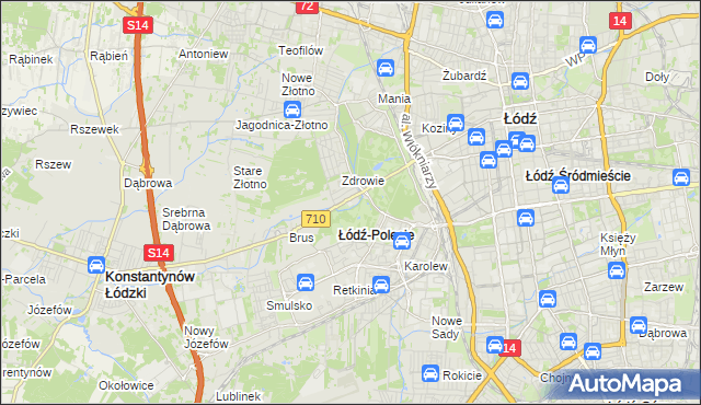 mapa Polesie gmina Łódź, Polesie gmina Łódź na mapie Targeo