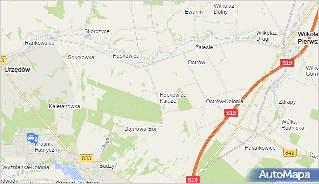 mapa Popkowice Księże, Popkowice Księże na mapie Targeo