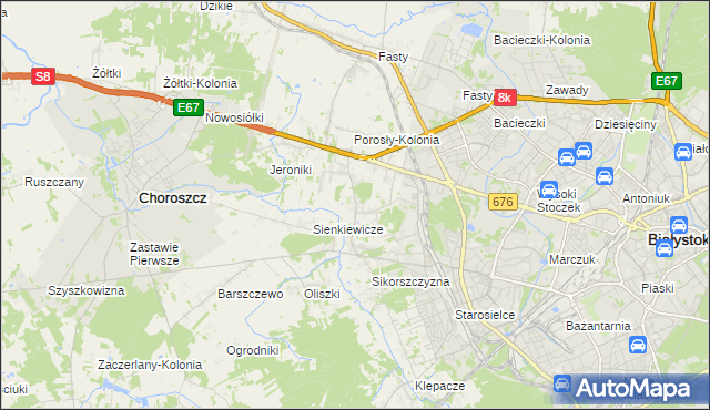 mapa Porosły, Porosły na mapie Targeo