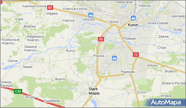 mapa Posoka gmina Stare Miasto, Posoka gmina Stare Miasto na mapie Targeo