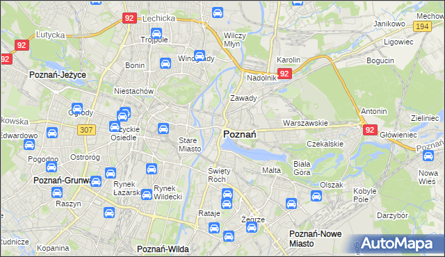 mapa Poznania, Poznań na mapie Targeo