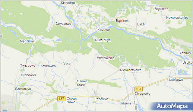 mapa Przeciwnica, Przeciwnica na mapie Targeo