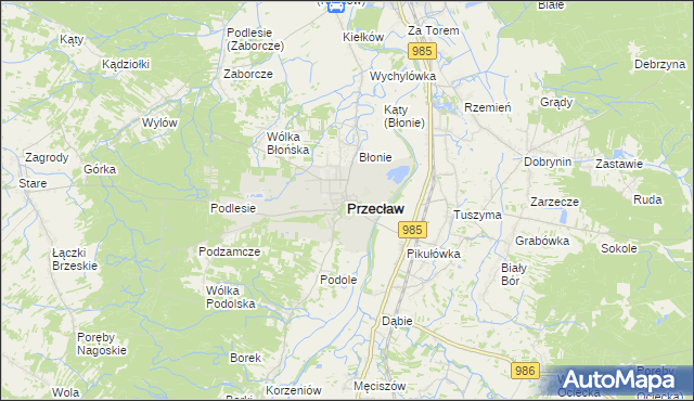 mapa Przecław powiat mielecki, Przecław powiat mielecki na mapie Targeo