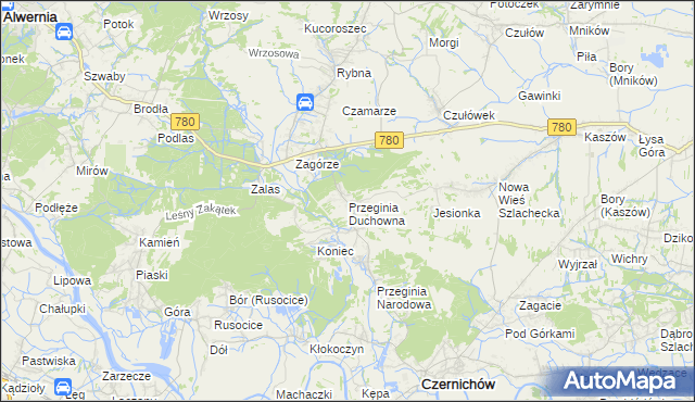 mapa Przeginia Duchowna, Przeginia Duchowna na mapie Targeo