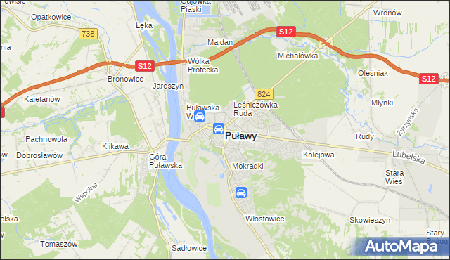mapa Puław, Puławy na mapie Targeo
