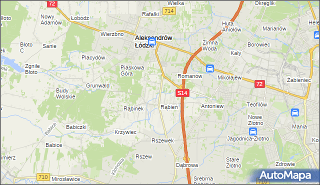 mapa Rąbień AB, Rąbień AB na mapie Targeo