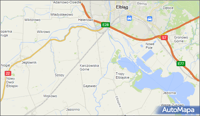 mapa Raczki Elbląskie, Raczki Elbląskie na mapie Targeo