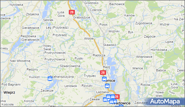 mapa Radocza, Radocza na mapie Targeo