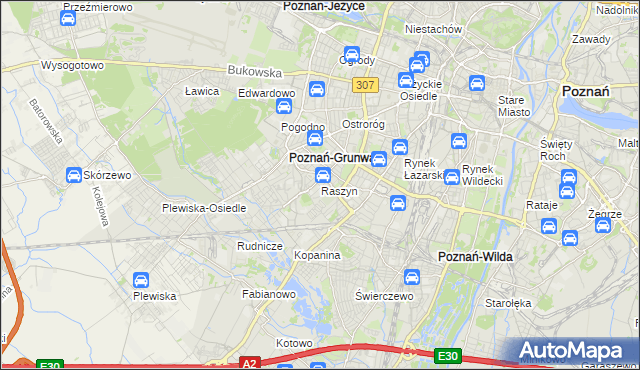 mapa Raszyn gmina Poznań, Raszyn gmina Poznań na mapie Targeo