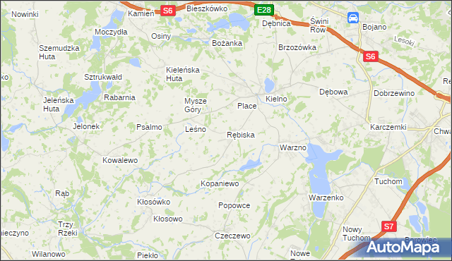 mapa Rębiska gmina Szemud, Rębiska gmina Szemud na mapie Targeo