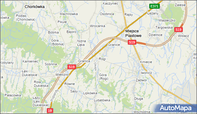 mapa Rogi gmina Miejsce Piastowe, Rogi gmina Miejsce Piastowe na mapie Targeo