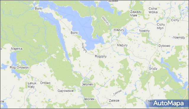 mapa Rogojny gmina Świętajno, Rogojny gmina Świętajno na mapie Targeo