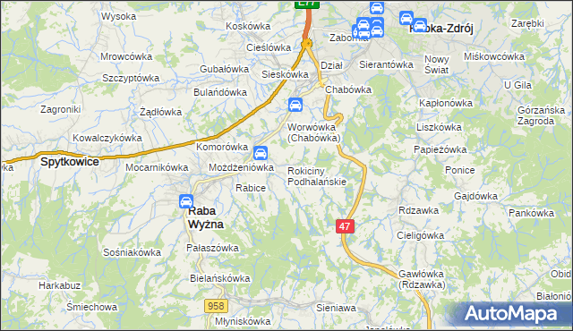 mapa Rokiciny Podhalańskie, Rokiciny Podhalańskie na mapie Targeo