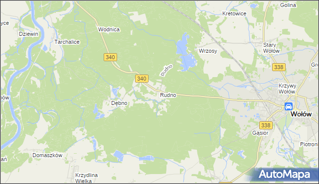 mapa Rudno gmina Wołów, Rudno gmina Wołów na mapie Targeo