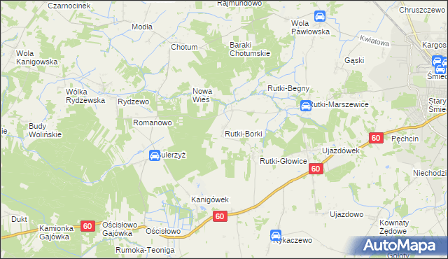 mapa Rutki-Borki, Rutki-Borki na mapie Targeo