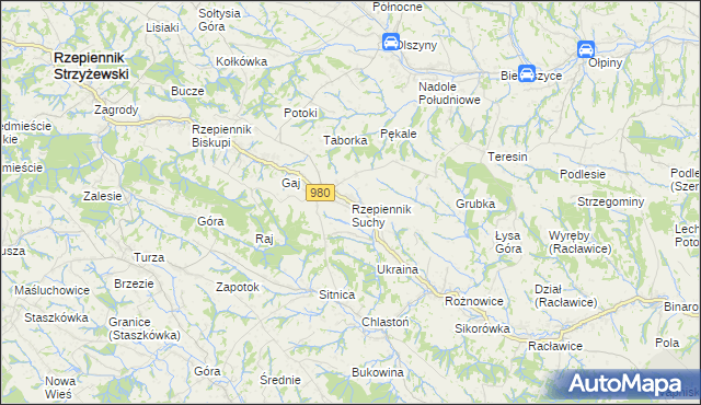 mapa Rzepiennik Suchy, Rzepiennik Suchy na mapie Targeo