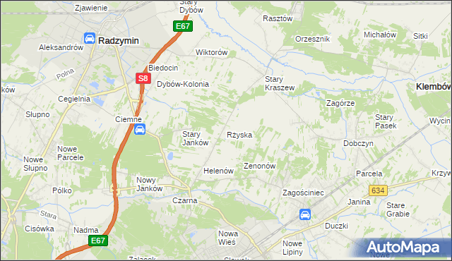 mapa Rżyska, Rżyska na mapie Targeo