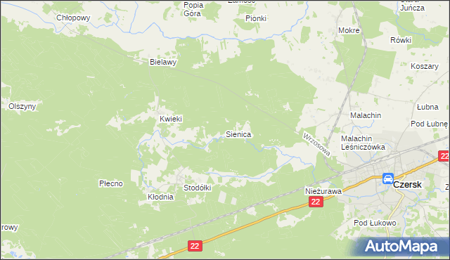 mapa Sienica gmina Czersk, Sienica gmina Czersk na mapie Targeo