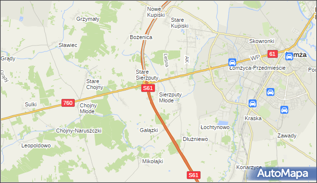 mapa Sierzputy Młode, Sierzputy Młode na mapie Targeo