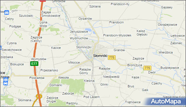 mapa Słomniki, Słomniki na mapie Targeo