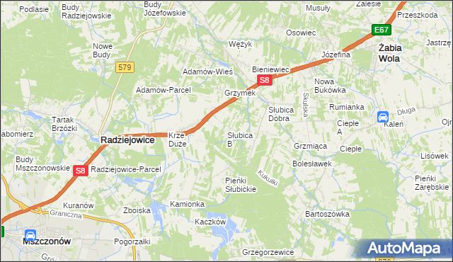 mapa Słubica B, Słubica B na mapie Targeo