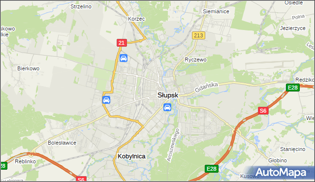 mapa Słupska, Słupsk na mapie Targeo