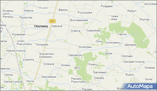 mapa Smardzew gmina Grabów, Smardzew gmina Grabów na mapie Targeo