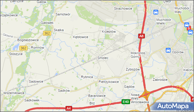mapa Smolec, Smolec na mapie Targeo