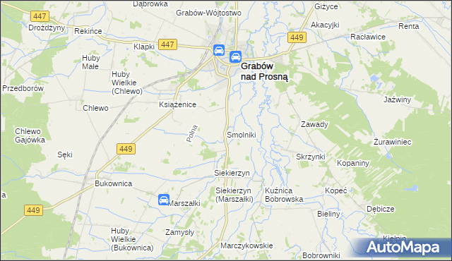 mapa Smolniki gmina Grabów nad Prosną, Smolniki gmina Grabów nad Prosną na mapie Targeo